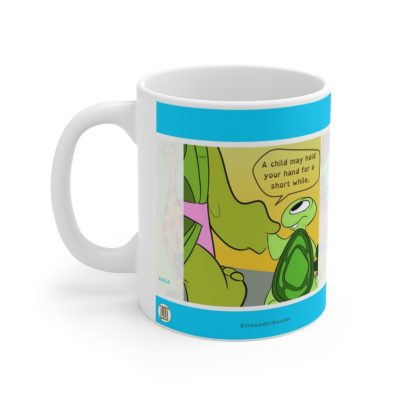 A child may hold your hand for a short while, but they hold your heart forever - Ceramic Coffee Cups, 11oz-0001A - Image 3