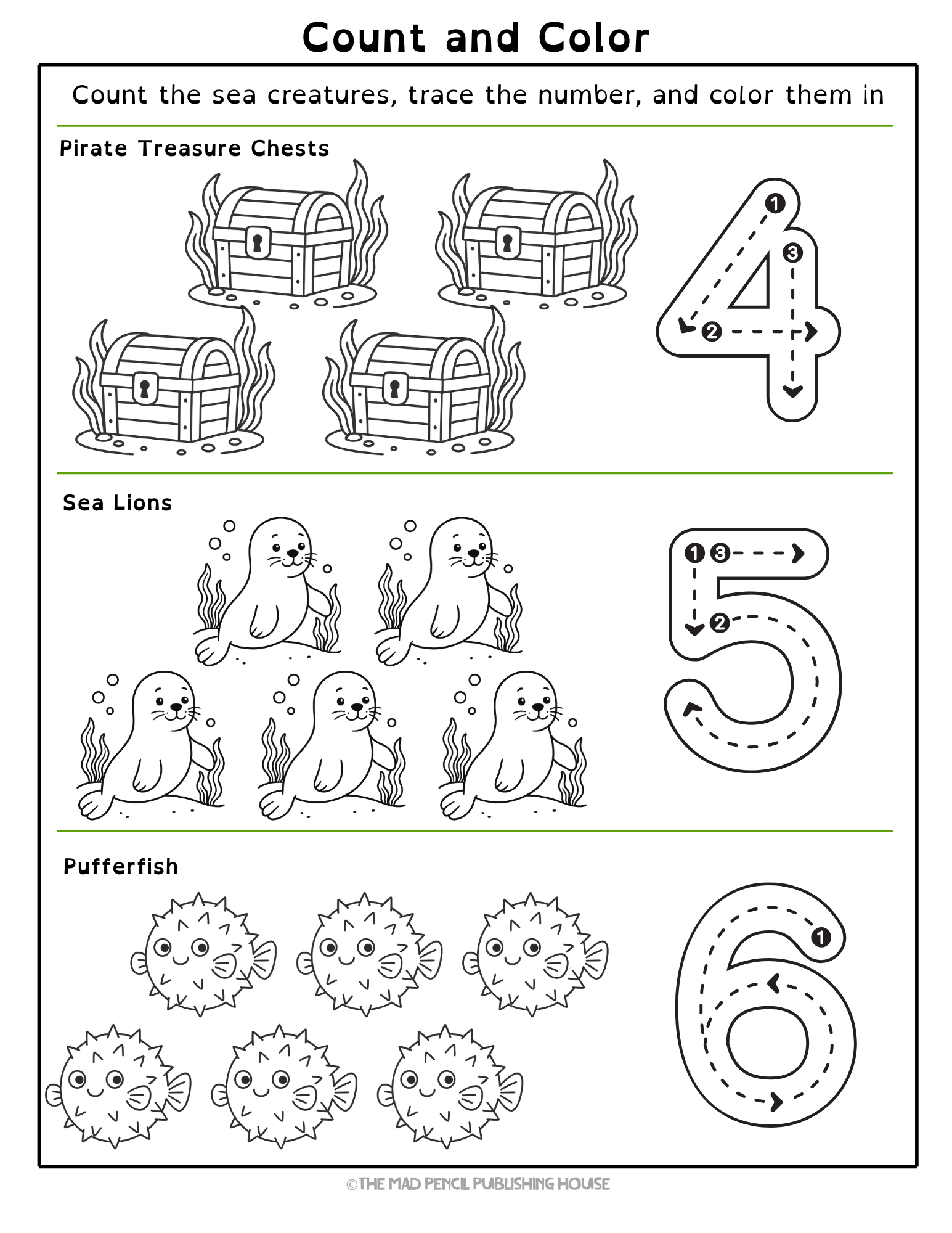 Sea life coloring book for toddlers and preschoolers