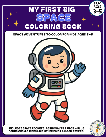 My First Big Space Coloring Book front cover – planets and rockets for kids